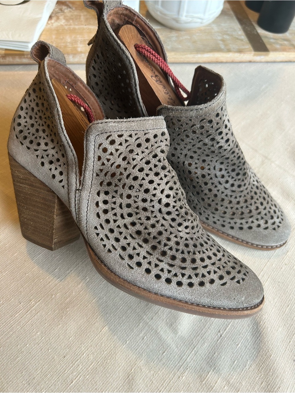Jeffrey Campbell Perforated Suede Cutout Ankle Booties